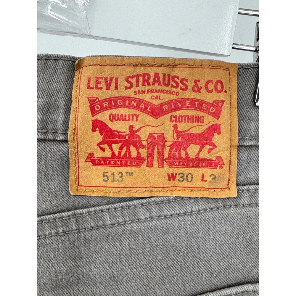 Levi's 513 Jeans 30x30 Slim Straight Pants Mens Grey Denim Jeans Casual Workwear